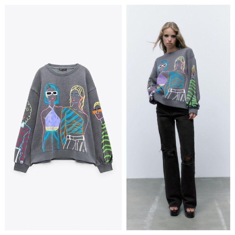 ZARA PRINTED GIRLS SWEATSHIRT 